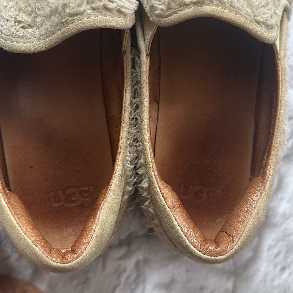 UGG Beige Fuzzy Slip-On Women’s Shoes Size 9.5 - Picture 4 of 9